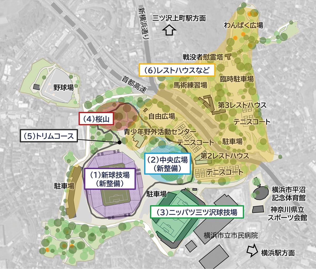 再整備の範囲(いずれも横浜市提供)
