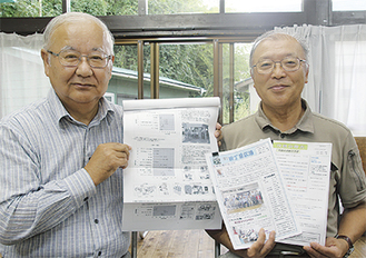 報告書を手にする麻生会長(左)と市川副会長
