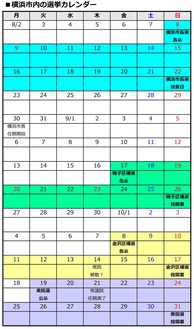 ８月以降の横浜市内の選挙カレンダー