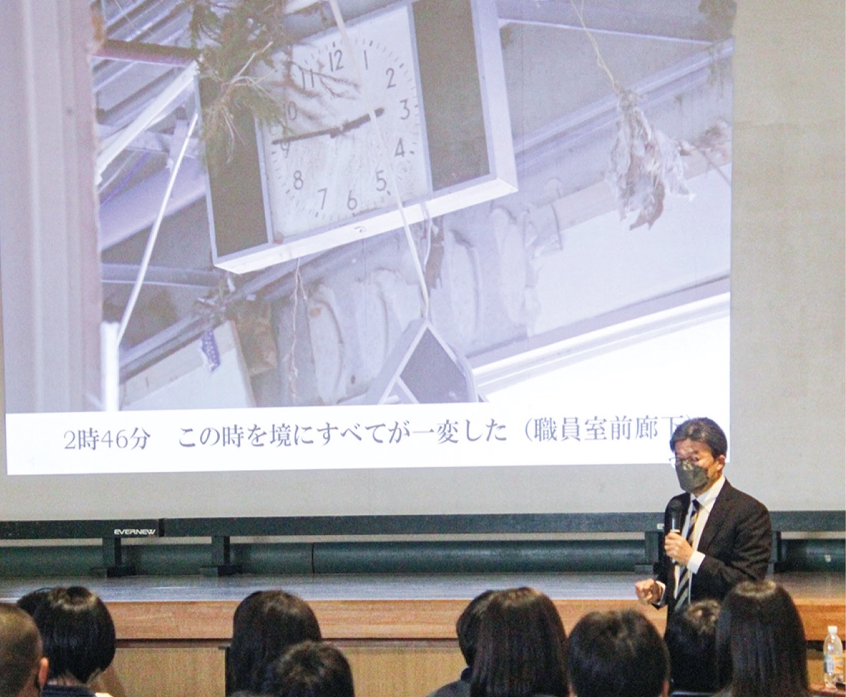 石巻 元校長の体験聞く