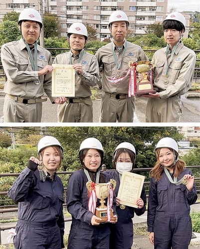 最優秀賞に輝いた保土ケ谷区役所（上）と、けいあいの郷 西谷の自衛消防隊