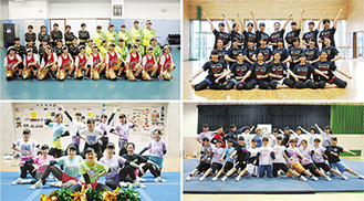 全国出場を果たした東高チアダンス部（写真右上）、同校ダンス部（左上）、法政女子高（右下）、橘学苑高（左下）