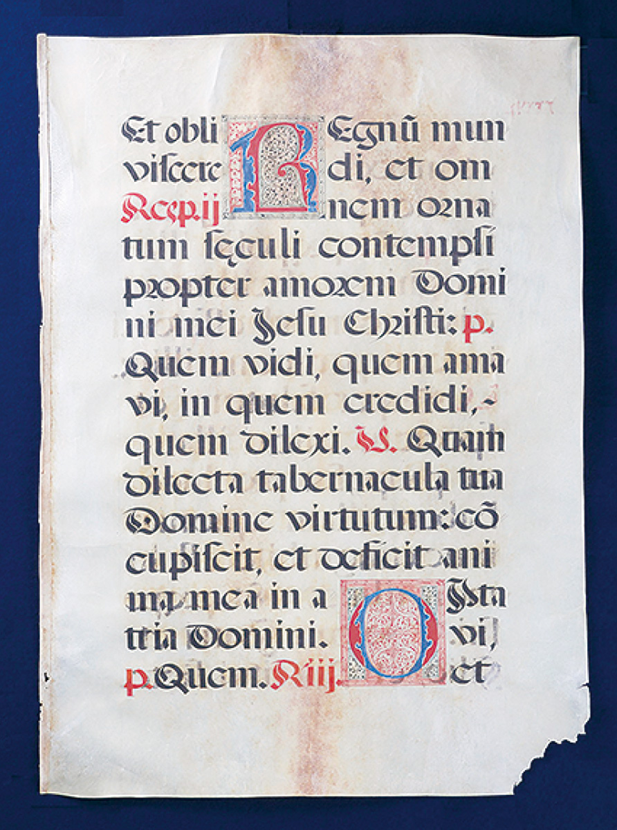 展示される貴重書のひとつ『グレゴリオ聖歌　写本　羊皮紙　ラテン語　15世紀頃