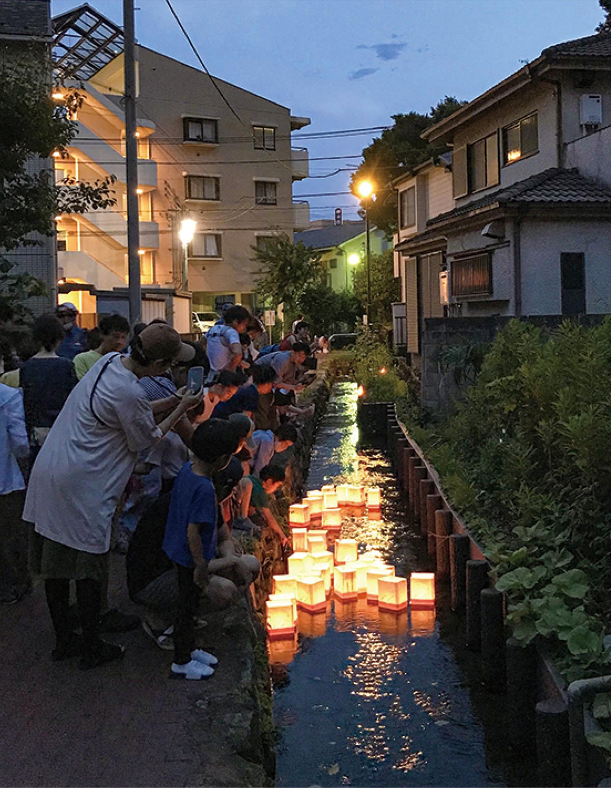 川辺に幻想的な光 せせらぎで灯ろう流し | 鶴見区 | タウンニュース