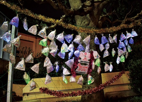 管理事務所近くに飾られたランタン