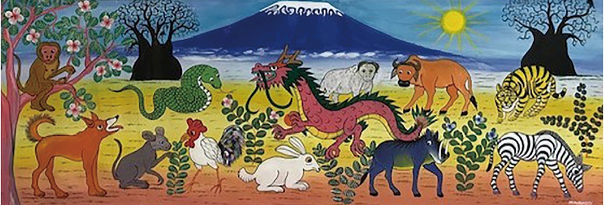 現代アート ティンガティンガ 人気画家ABUU 原画6号 アフリカ絵画 真作