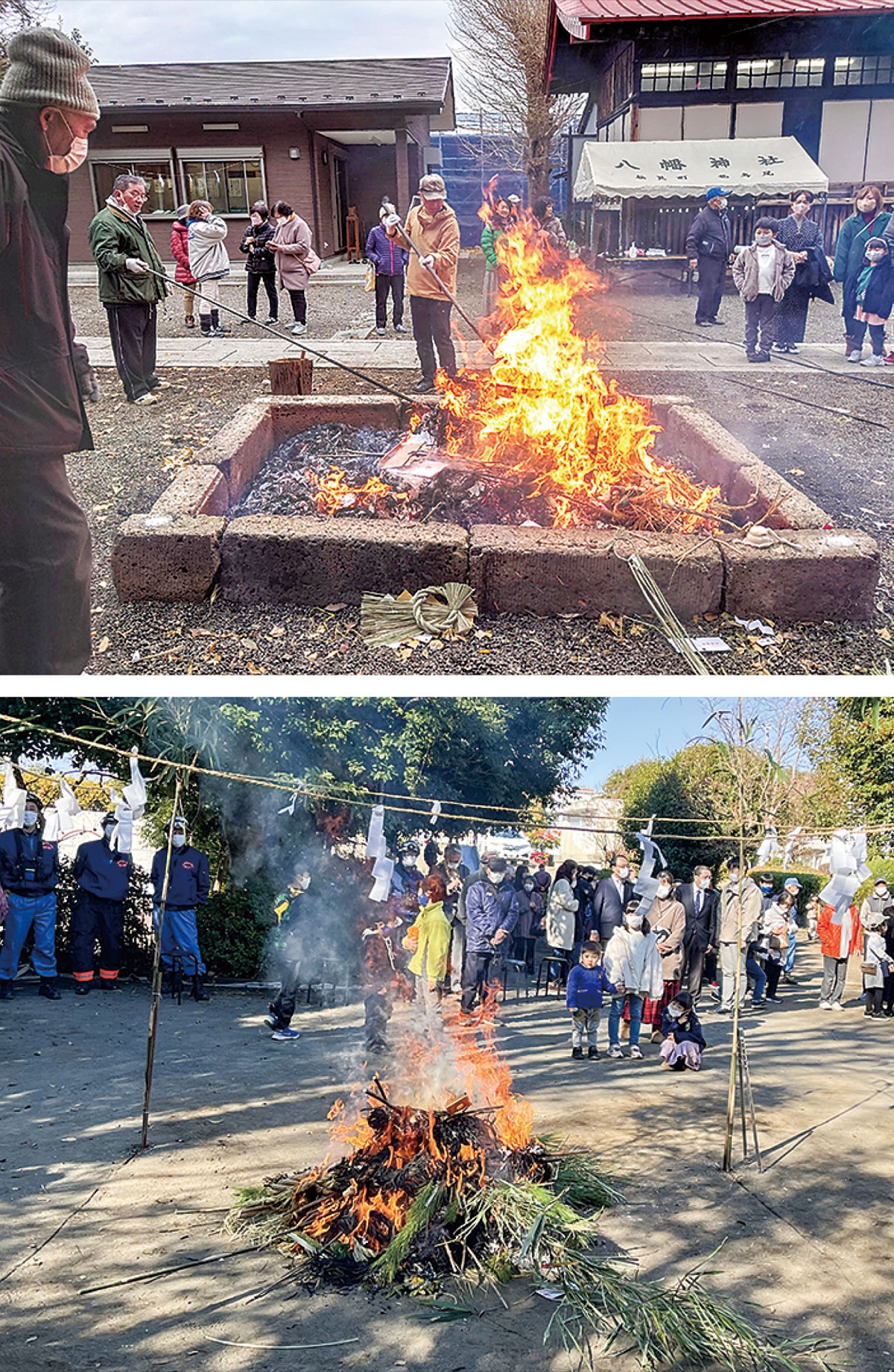 区内各地でどんど焼き