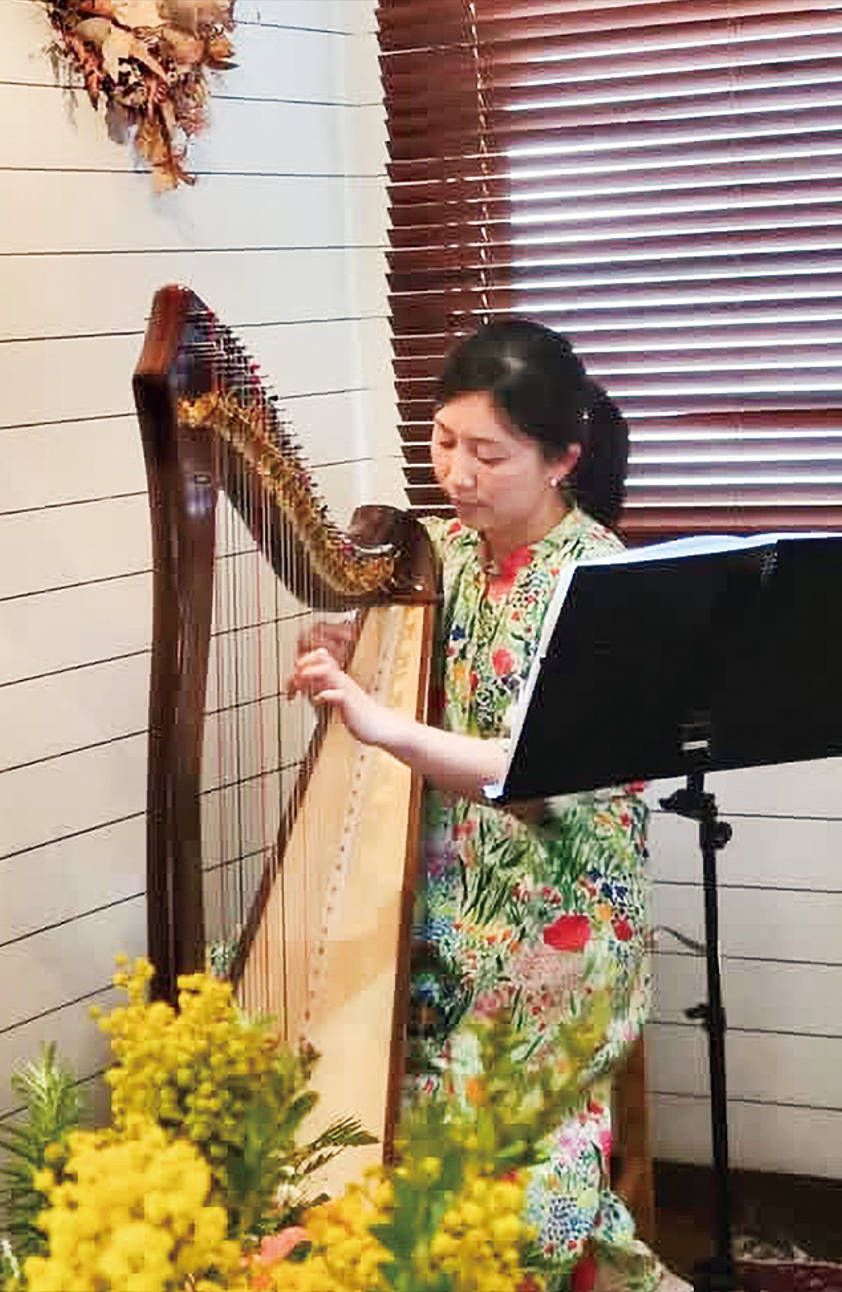 カフェでハープ鑑賞