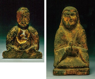 女神坐像(右)と如来坐像＝小池さん提供