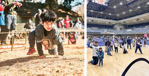 ＳＰＡＲＴＡＮ ＫＩＤＳブース（左）とラクロス体験