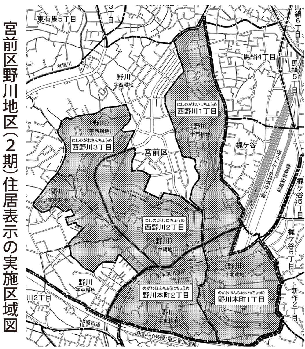 15日から 野川に新町名