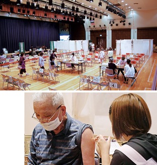 １日７００人程度が接種を行う高津市民館の会場