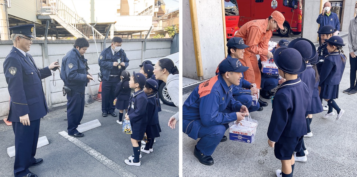 高津警察・消防署員を訪問