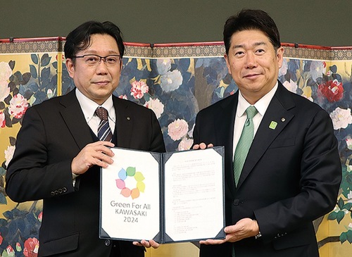 畠山社長（左）、福田市長