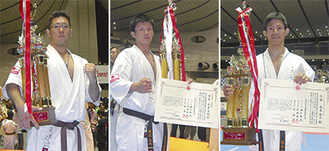優勝した入来さん、茂木さん、瀧本さん（左から）