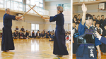 日本剣道形を披露した両教士（左）、選手宣誓した宮岡さん（右）
