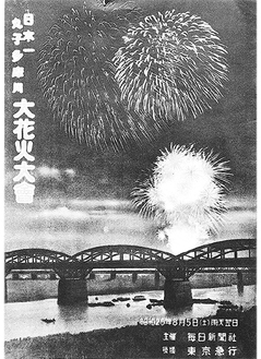 昭和25年の丸子多摩川花火大会のポスター（転載：『中原街道と武蔵小杉』より）
