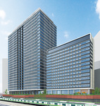 ホテル棟（右）と高層オフィスビルのイメージ（JR東日本より）