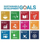 横に表示されている数字のアイコンは、SDGsの17の目標のうち、同企業の取り組みに該当する項目を一部掲載したものです