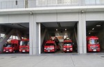 救急･消防車輌が整備される中原消防署