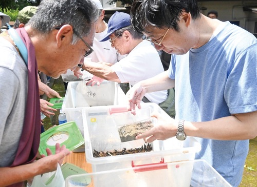 スズムシを譲り受ける参加者＝写真は昨年