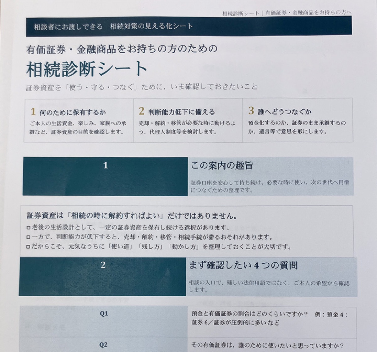 オリジナルの相続診断シート