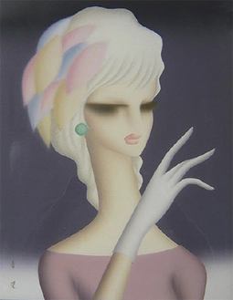 東郷青児「髪飾り」（油彩）