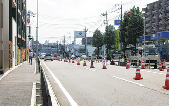 町田方面の車線切り替えが行われた道路