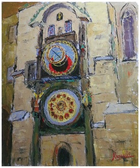 プラハの天文時計（油彩20F）