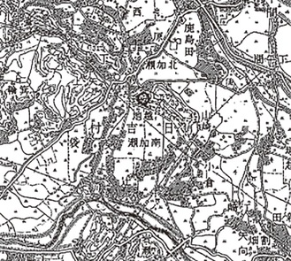 図版 大正6年測量5万分の1『東京西南部』秋草紋壺出土地 越路遺跡