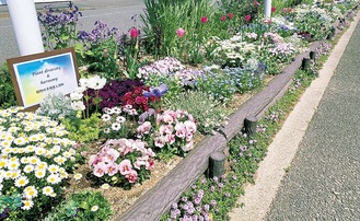 24種類の花で多様性と調和を表現した花壇＝エコガーデンはるひ野提供