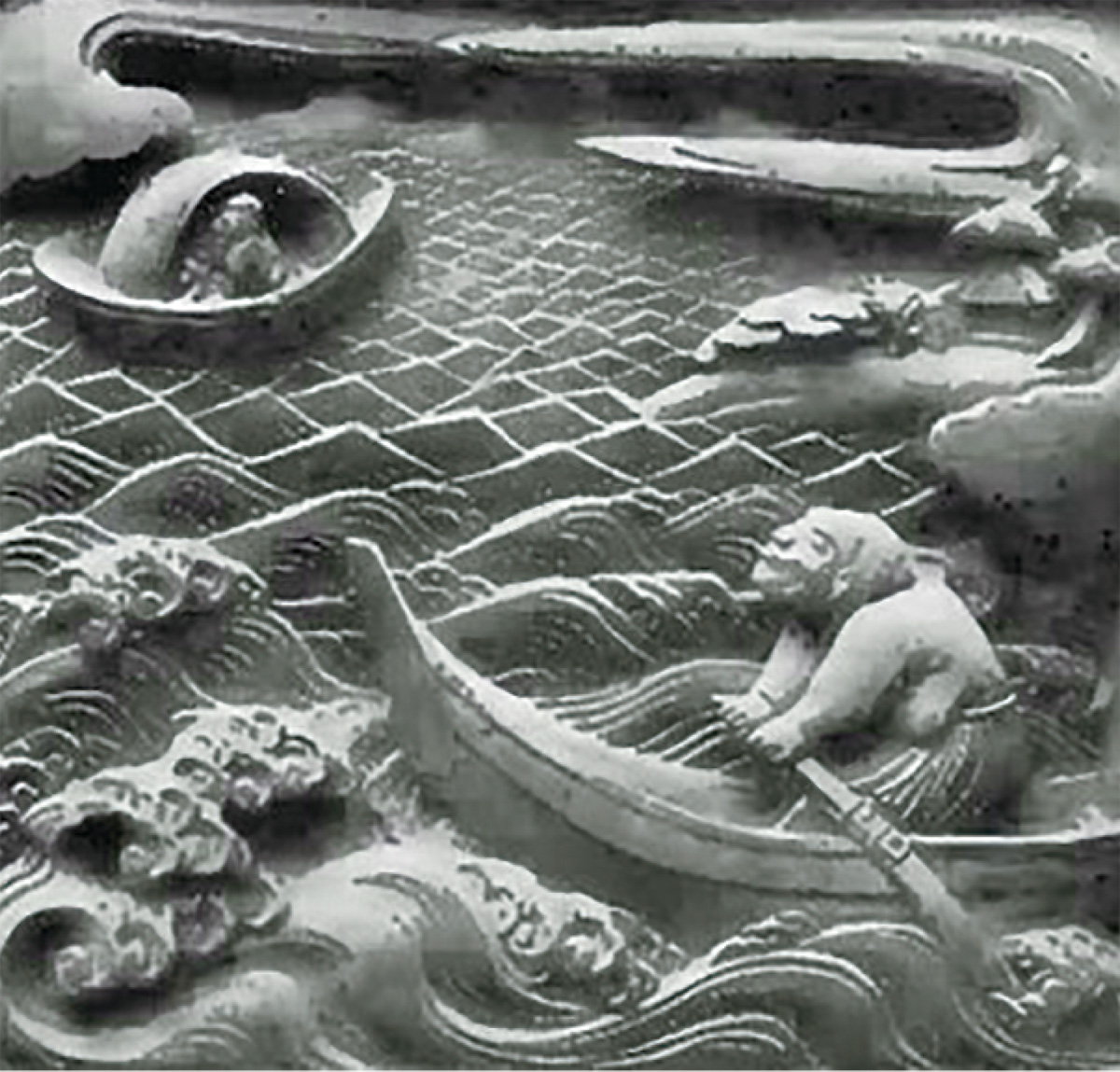 祠堂彫刻のうち丸木舟