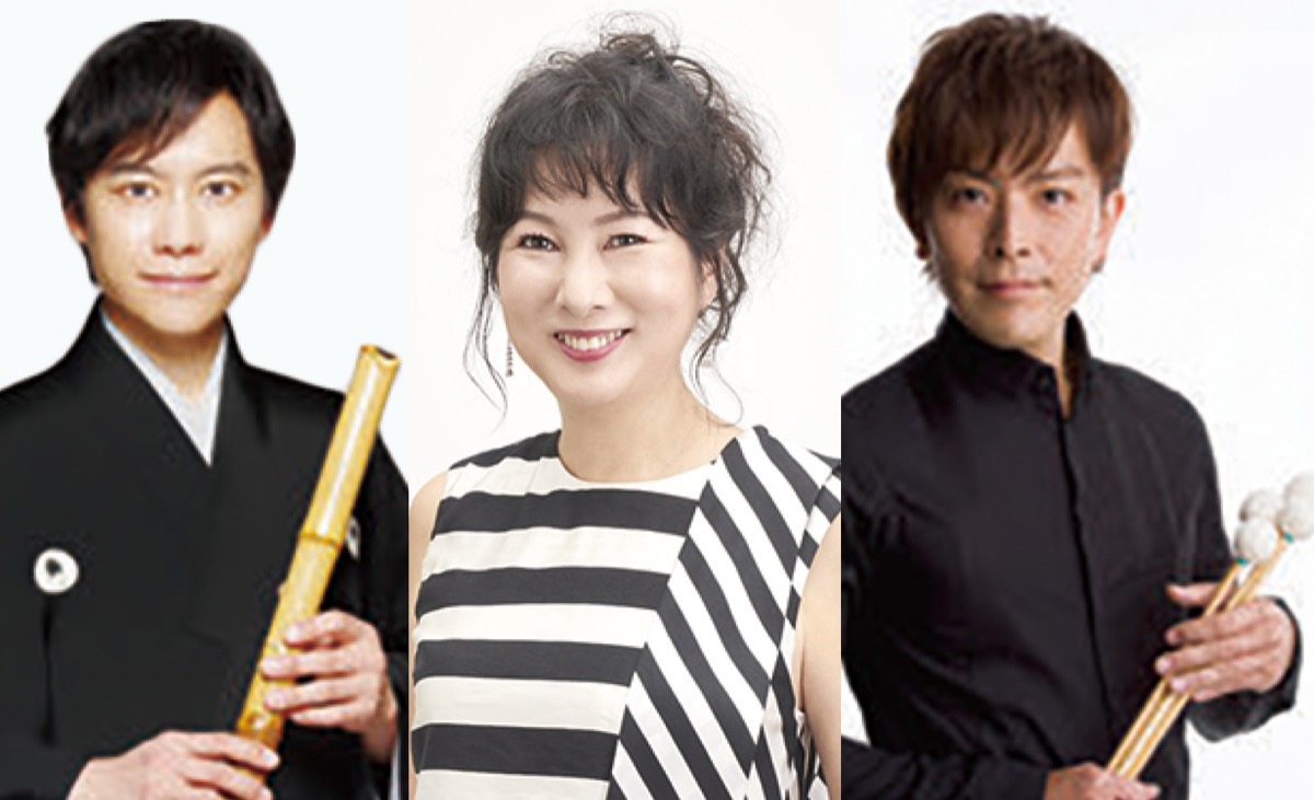 左から藤原道山、国府弘子、SINSKE