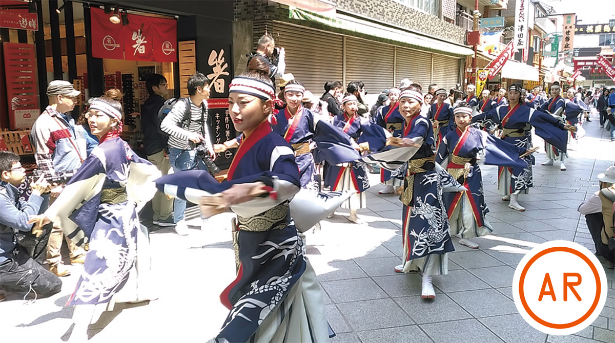 仲見世通り商店街でのよさこい流し