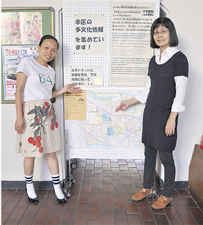 外国人店舗の情報を求める池田代表（右）と張副代表（左）