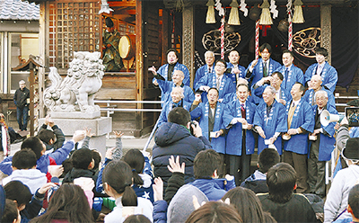 区内各地で豆まき