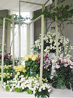 珍しい、バラの花ほどの大輪の品種も見られる。切り花即売会も開催