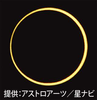 ※金環日食…月が太陽の前を横切る際に、太陽が月より大きく見え、月からはみ出して見える現象。