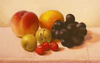 柔らかな色使いで描かれた果物