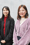 復興支援学生ボランティア委員会清水莉胡さん曽川虹奈さん二人とも現在大学２年生。支援活動を通じて大船渡の魅力向上にも力を入れる。