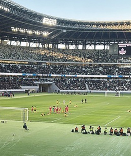 国立競技場で行われた準決勝の様子（読者提供）