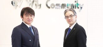 ホールディングス社長となった柴田氏（左）とウイッツコミュニティ新社長の村松氏