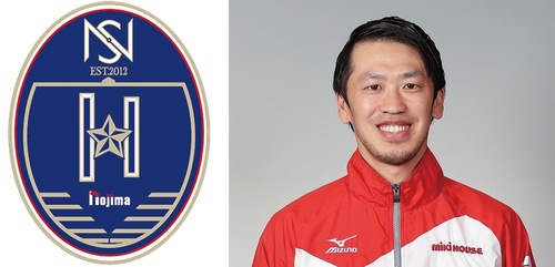 ゲストとして参加する坂井選手（右）とノジマステラのエンブレム