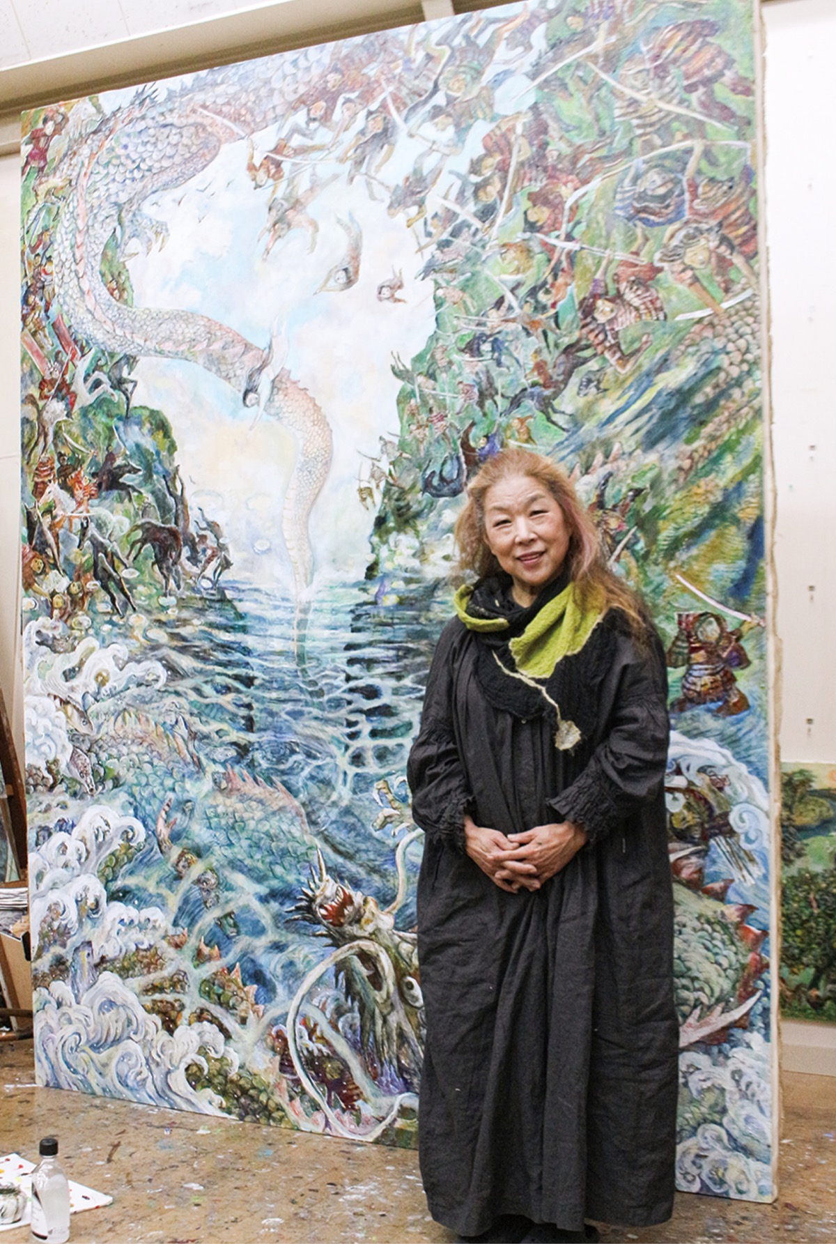 ①美品 日展特選画家 遠藤原三 「秋の日」人物画 油彩4号 遠藤彰子さん（西大沼） 毎日芸術賞を受賞 大作集めた個展が評価