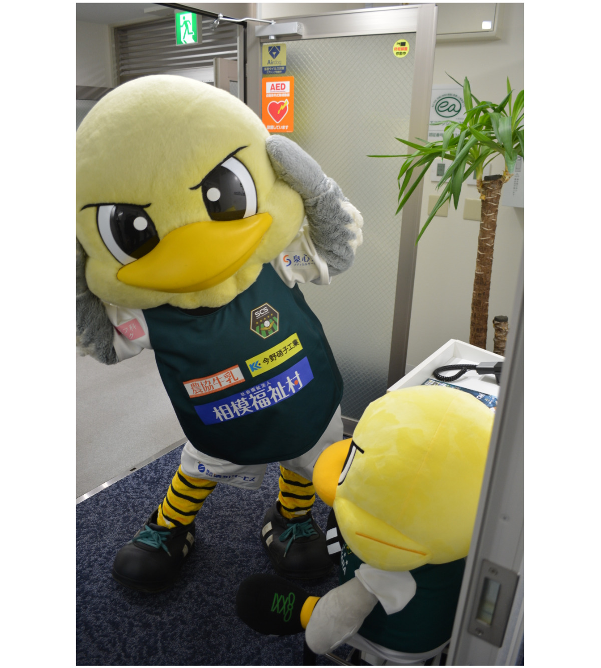 入口に自身のぬいぐるみが置いてあることに対し動揺するガミティ