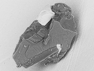 電子顕微鏡で撮影されたイトカワの微粒子：JAXA提供