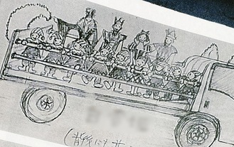 会員が描いたパレードに出るトラックのイメージ（一部加工）