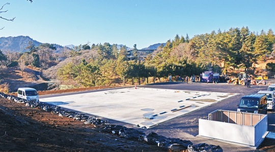 ゴルフ場の一角で現在工事中のヘリポート（１月22日撮影）