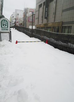 町田駅前も歩行困難なほど雪が積もった（15日撮影）