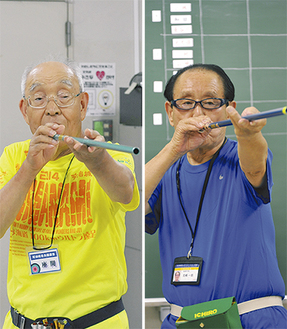 90歳の尼崎一郎さん（右）と85歳の座間章さん